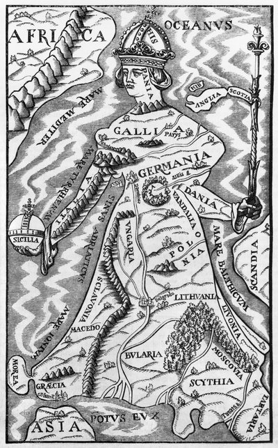 欧洲地图，从Pittoresque商店的插图，1849年 作者 法语学校